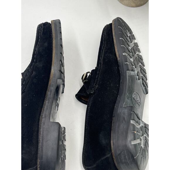 Gucci Women 1955 Horsebit Accent Black Suede Lugged Sole Loafers Size: 5D - Picture 5 of 16